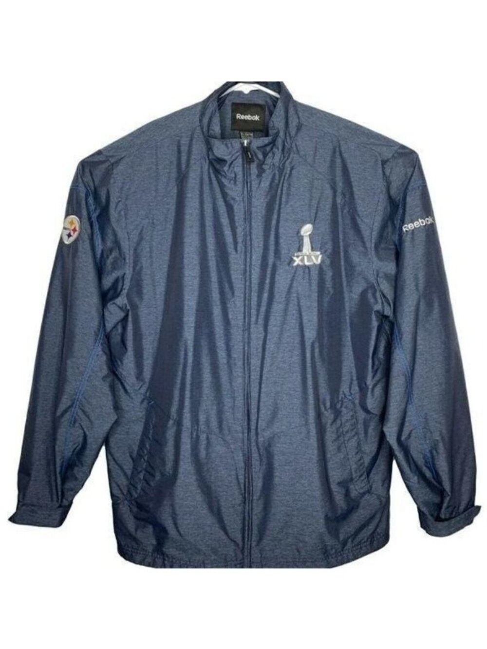 Reebok Super Bowl XLV 45 Windbreaker Steelers Embroidered
